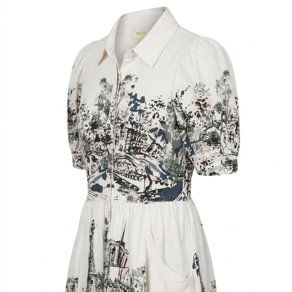 Maeve Short-Sleeve Collared Mini Shirt Dress Size XS - Picture 4 of 12